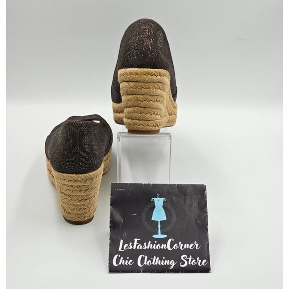 Tory Burch Women's Metallic Pewter Gray Filipa Espadrille Wedge Sz 8B  2941 - Picture 5 of 16